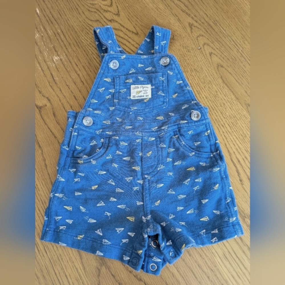 Carter's Blue Paper Airplane Print Overalls, Sz. 6 Months